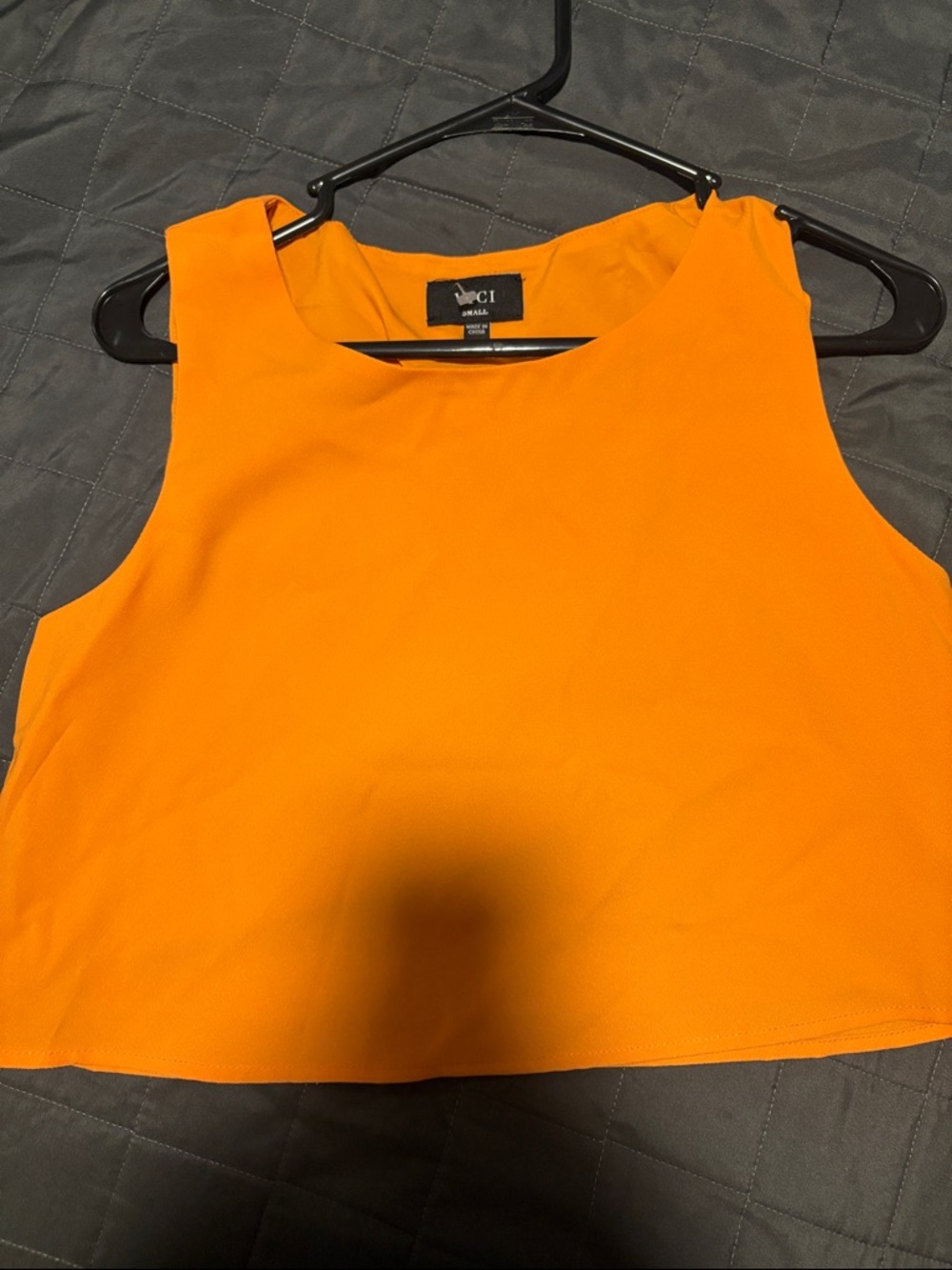 Set- Sleeveless Orange Overlay top and skirt